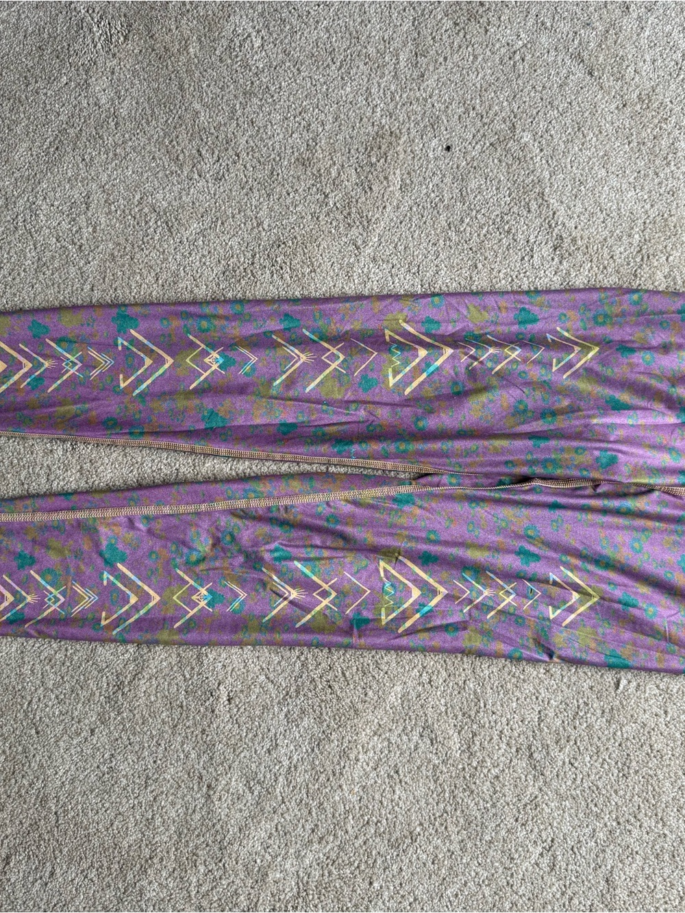 teeki Purple Aztec Print Leggings with Teal Accents